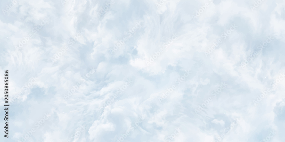 Ταπετσαρία Dreamy cloudy sky watercolor texture background in soft blue and white for seren