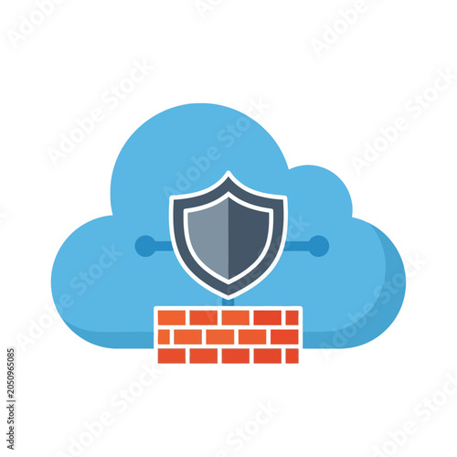 Cloud with shield icon representing cybersecurity or cloud security concept.