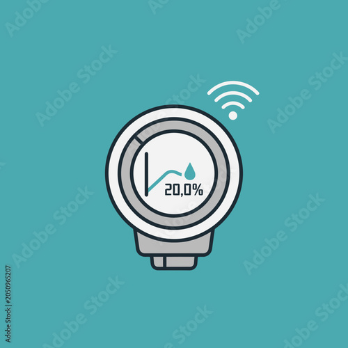 Digital moisture meter displaying soil moisture level with Wi-Fi signal icon.