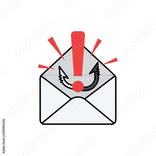 Envelope with a red exclamation mark and alert symbols on top.