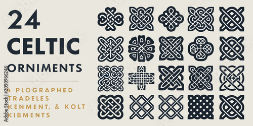 Foto Celtic Knot Ornaments Collection Black And White Vector Illustration
