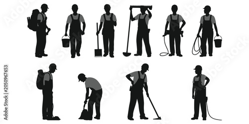 Φωτογραφία Flat vector illustration of worker silhouette design, manual labor artwork conce