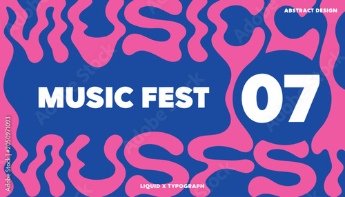 Vibrant music festival poster design featuring bold pink liquid wave shapes