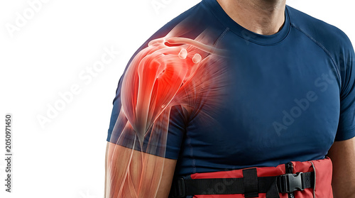 Shoulder Pain Relief: Physical Therapy, Injury Recovery, Joint Inflammation, Sports Medicine, Chiropractic Care, Medical Illustration