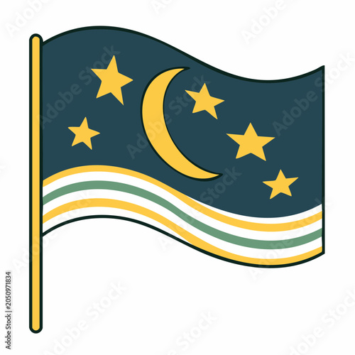 Stylized Flag with Moon and Stars