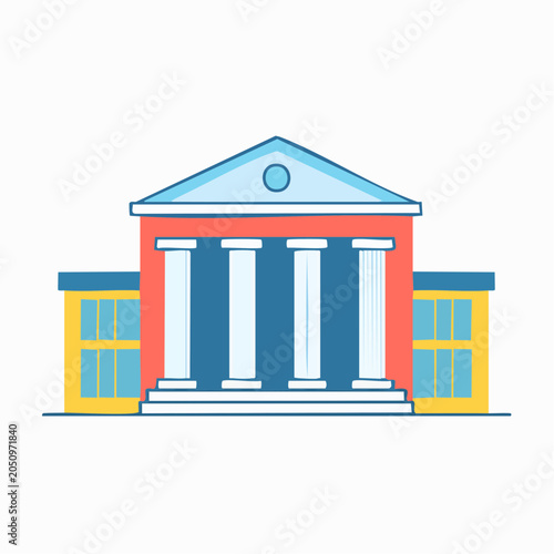 Stylized Illustration of a Classical Building with Columns