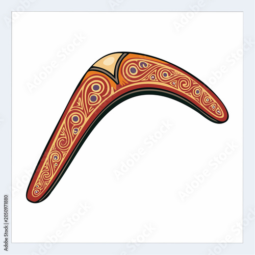 Traditional Aboriginal Boomerang with Intricate Patterns
