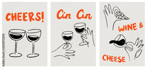 Εκτύπωση καμβά Crayon wine poster set