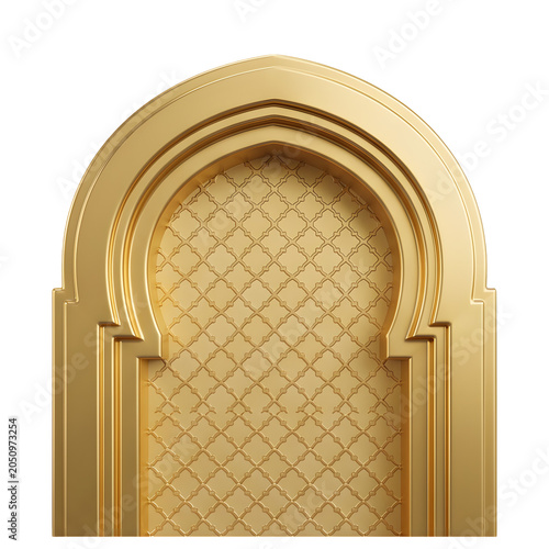 Golden Islamic Archway with Geometric Pattern