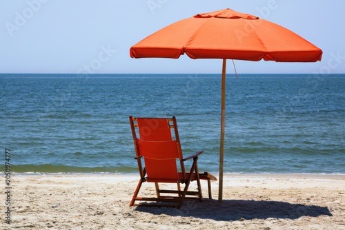 Summer Relaxation by the Sea with Beach Umbrella
