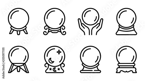Tableau sur toile Crystal Ball Icons, Fortune Telling Orbs, Mystical Prediction Spheres, Psychic F