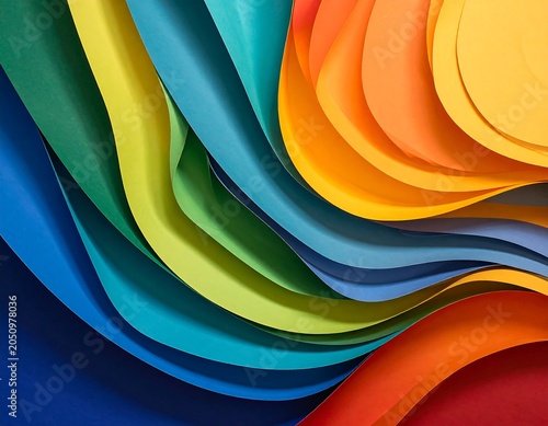 Vibrant Abstract Colorful Swirling Paper Layers.