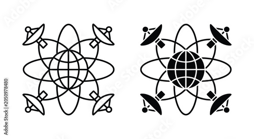 Photos Satellite communication icons around Earth showing global network connectivity s