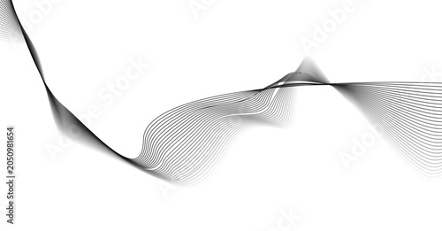Bild auf Leinwand Abstract flowing lines graphic composition with monochrome moire pattern effect