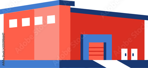Canvas-taulu Illustration of a modern industrial building with loading dock.
