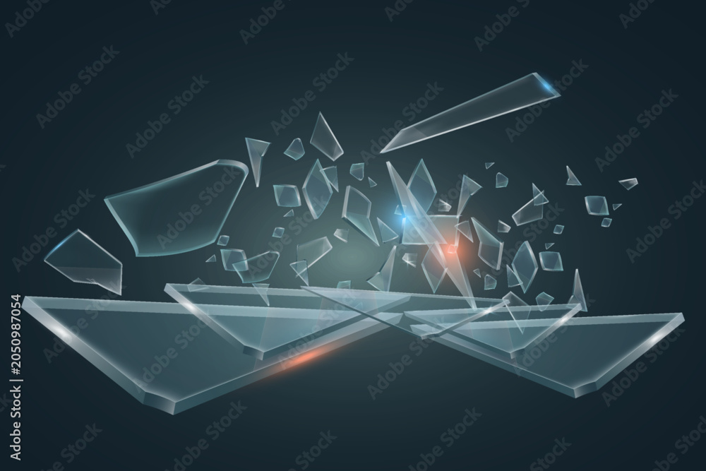 Fototapeta premium Shard fragments exploding with sparkling light creating a transparent abstract background