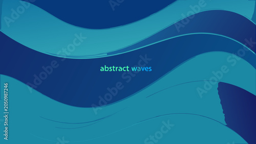 Quadro su tela Blue wave pattern with smooth gradient and flowing lines