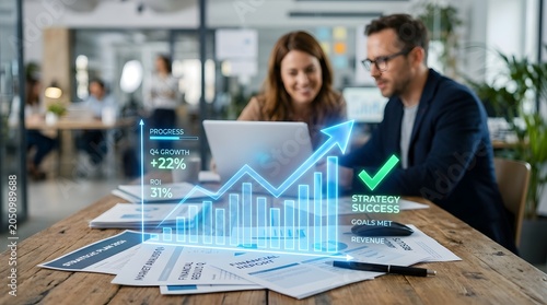 Business team analyzing financial charts and reports during a professional office meeting for strategic planning, investment decisions, and corporate growth