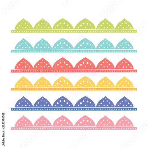 Colorful decorative border with repeating dome shapes