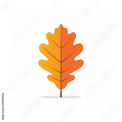 Flat design oak leaf in autumn colors