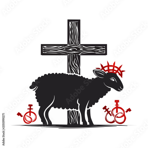 Lamb of God with Cross and Crown of Thorns