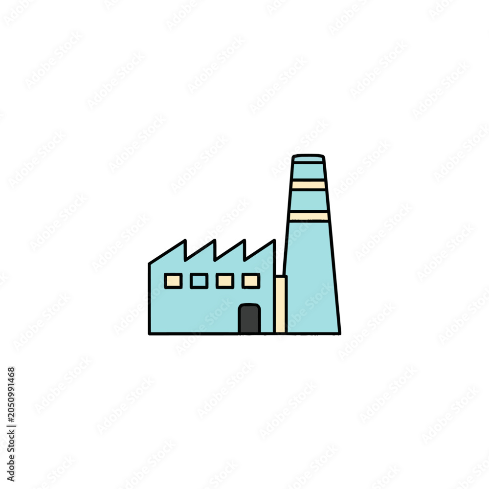 Obraz premium Industrial factory building with smokestack.