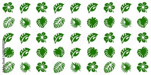 Foto Green Leaf Designs A Repeating Vector Pattern On White Background