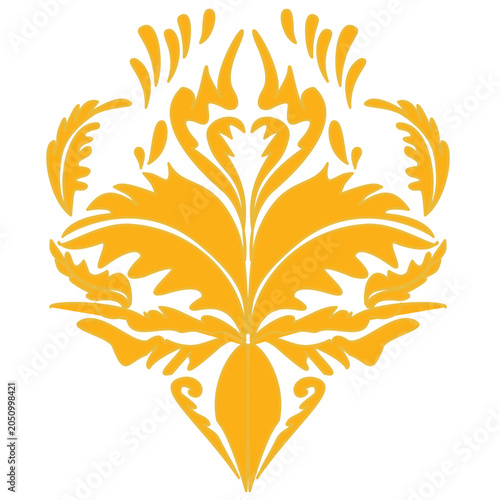 Damask vector illustration of a golden leaf