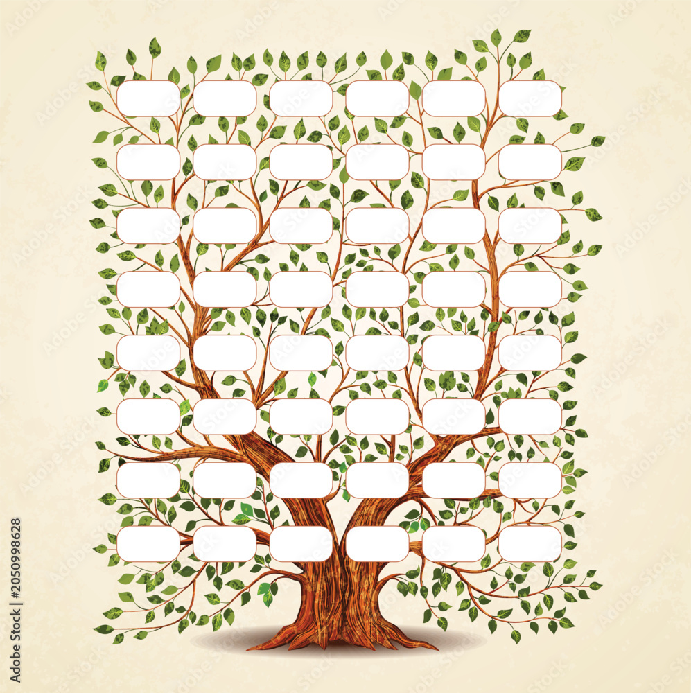 Fototapeta premium Family tree template for genealogy and pedigree chart in vintage retro style. Vector illustration