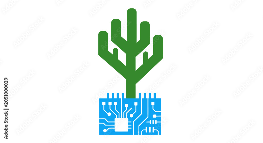 Fototapeta premium Cactus on circuit board base.