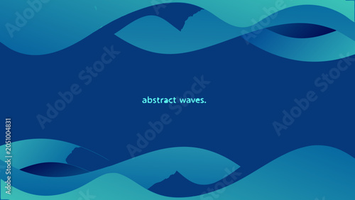 Canvastavla Blue wave pattern with gradient shades and smooth curves