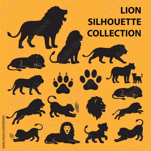 Obraz na plátně Minimalist Lion Silhouette Vector Design Elements Collection