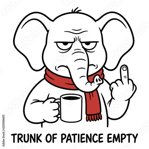 Tableau sur toile Angry Elephant with Red Scarf.