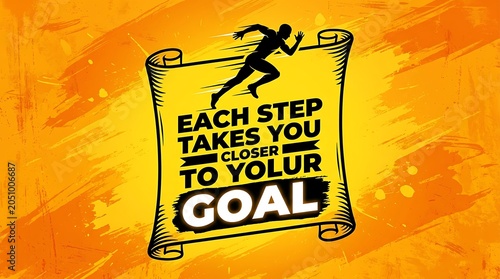 Silhouette of a runner on a scroll with motivational text about goals silhouette motivation