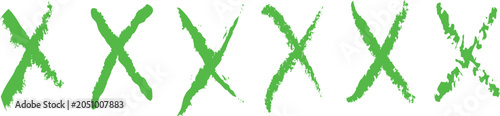 Green brush stroke x marks icons