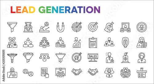Foto Lead Generation Icons Line Style Collection On White Background