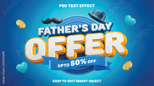 Father's Day Special Offer Sale Banner Template with 3D Text Effect