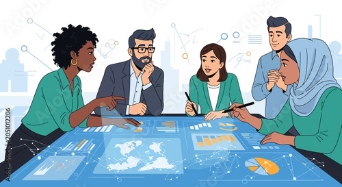Diverse people in business meeting.
