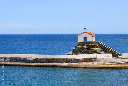 Chapel of Panagia Thalassini in the town of Andros on the island of Andros. Cyclades, Greece