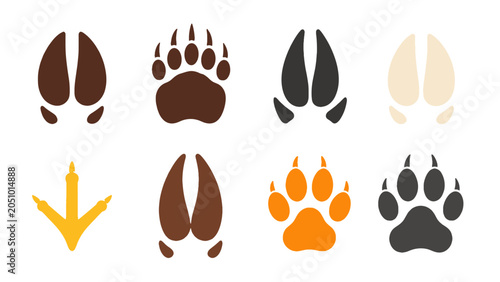 Canvas-taulu Set of animal footprints and hoof prints vector icons