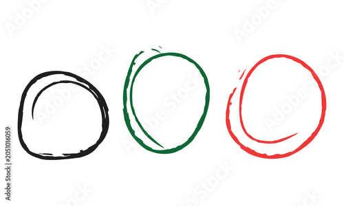 Hand Drawn Circle Scribble Set Isolated on White Background with Sketch Outline Rings