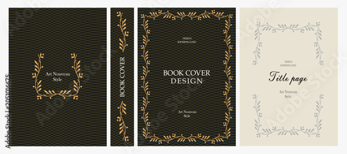 Photography Classic vintage book cover, title page, spine design with Art Deco, Baroque, Art Nouveau and Victorian ornaments