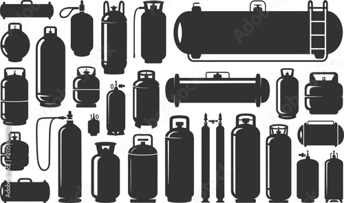 Foto cylinder propane oxygen and compressed gas container silhouettes