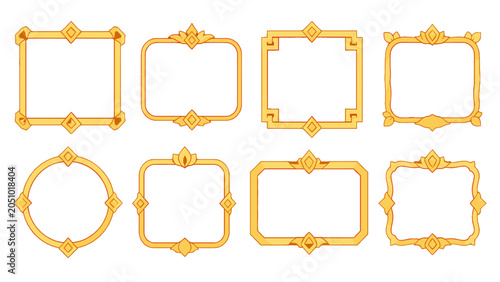 Konstfotografi Set of decorative gold ornamental frames in various shapes