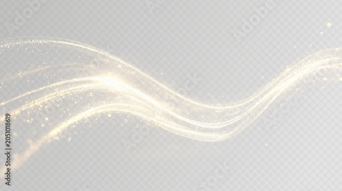 Εκτύπωση καμβά gold Golden light wave transparent png overlay with sparkling dust particles and