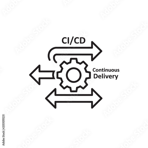 CI CD and Continuous Delivery automation process icon.