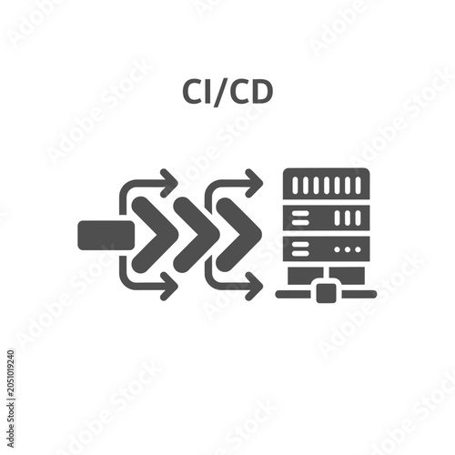 CI/CD pipeline diagram showing server data flow and automation.