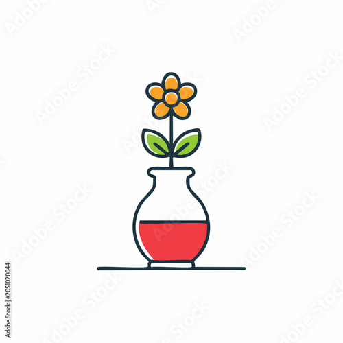 Stylized Flower in Vase with Red Liquid