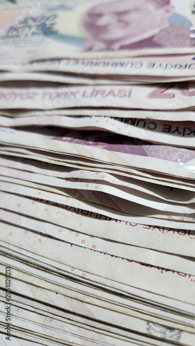 collage made of dollars and Turkish liras