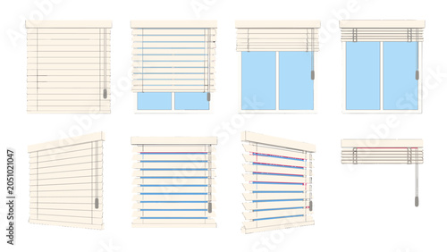 Canvastavla Window blind set with open and closed positions vector